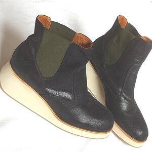 Chie Mihara Black and Olive Ankle Booties